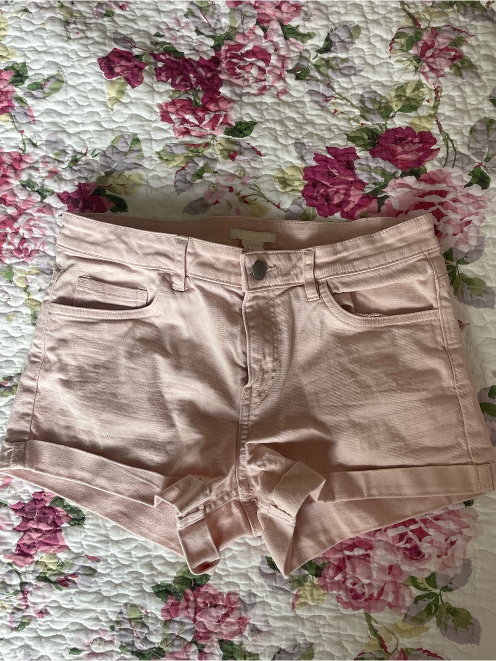 H&M Soft Blush Cuffed Denim Shorts